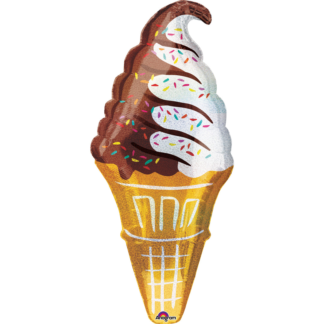 Mylar Jumbo Ice Cream Cone Holographic
