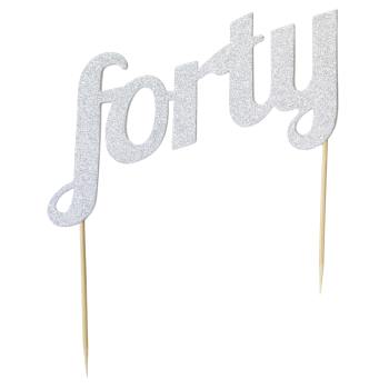Forty Cake Decoration - Silver
