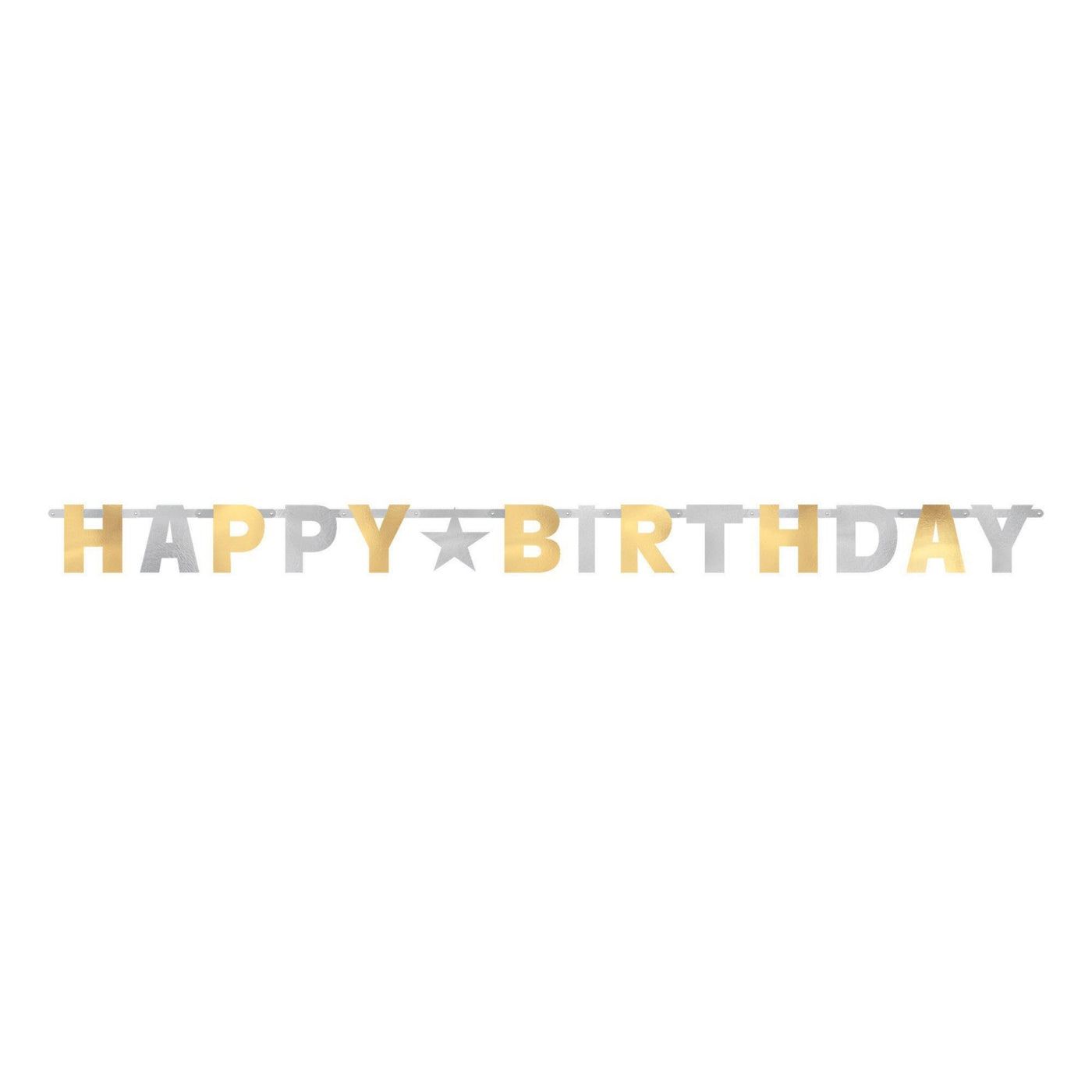Gold and Silver Happy Birthday Banner