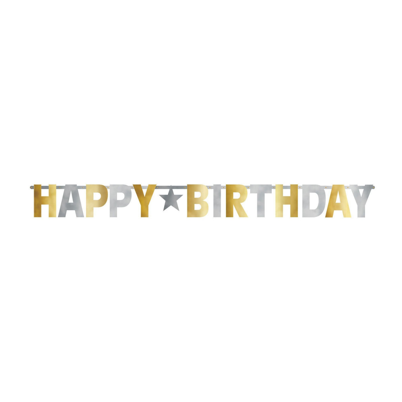 Giant Gold and Silver Happy Birthday Banner
