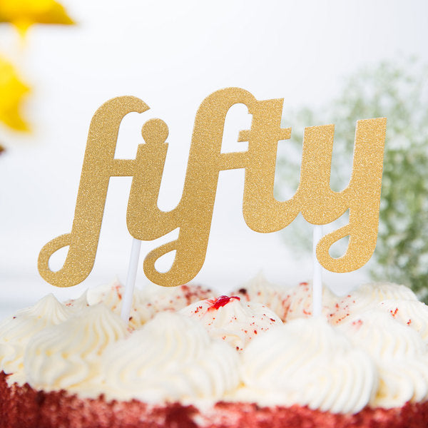 Fifty Cake Decoration - Gold