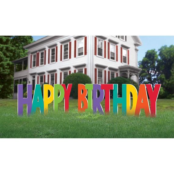 Birthday Rainbow Corrugate Lawn Yard Sign