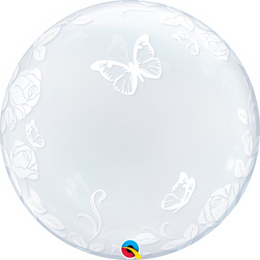 Deco Bulle 24in. Roses élégantes et papillon