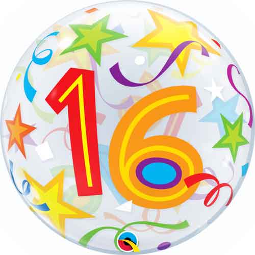 Bulle 22in. Colorful 16th Birthday Clear