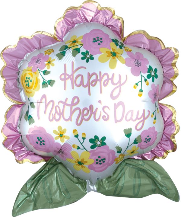 Ballon Mylar Jumbo "Joyeuse fête des mères" en forme de fleur