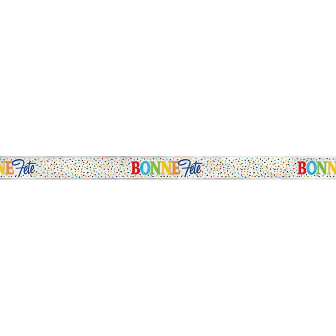 Bonne Fête Rainbow Polka Dot foil banner 12ft