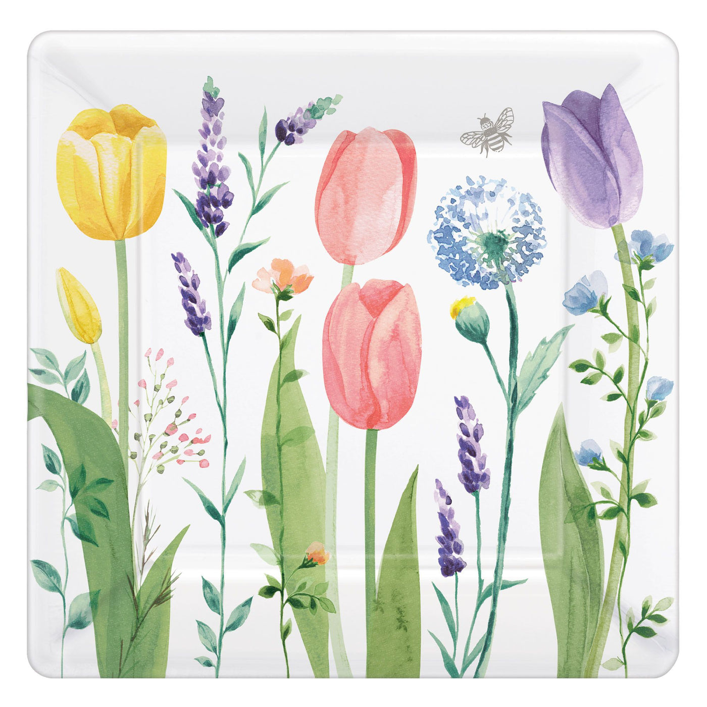 Tulip Garden Square Plates, 10"