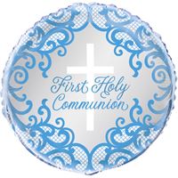 Mylar 18 in. Fancy Blue Cross Communion