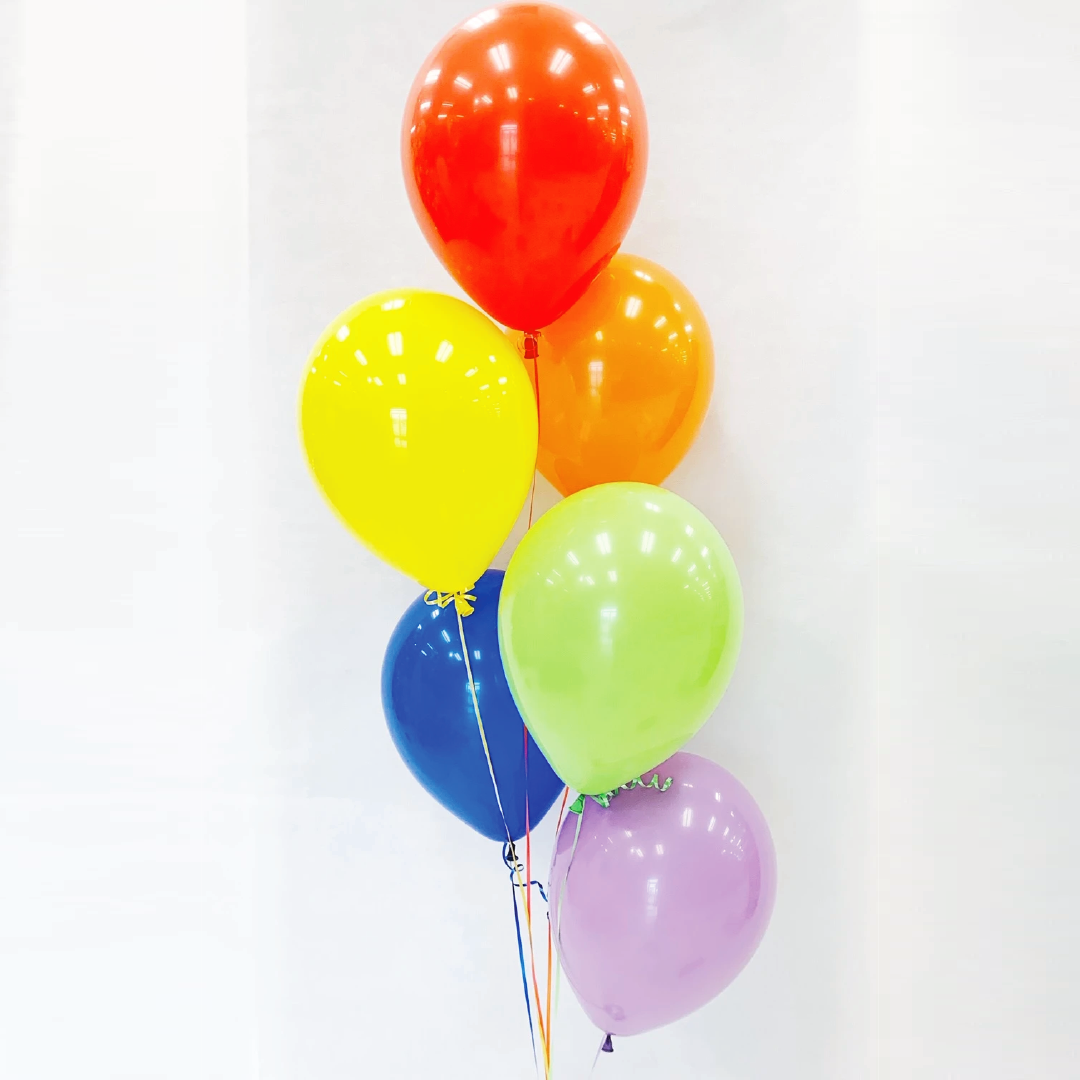 Bouquet de 6 ballons en latex aux couleurs de l'arc-en-ciel