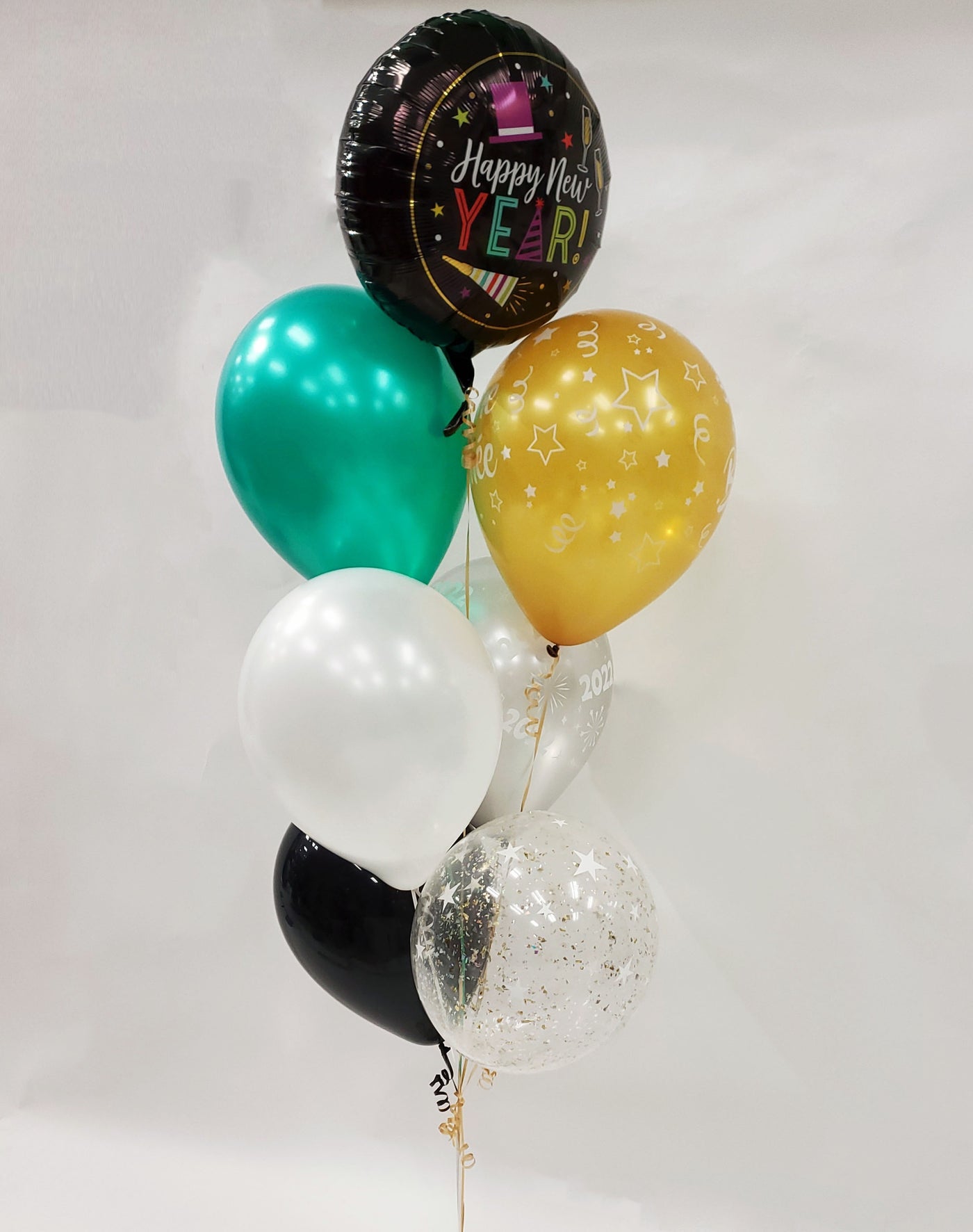 Colorful New Years 7pc Balloon Bouquet