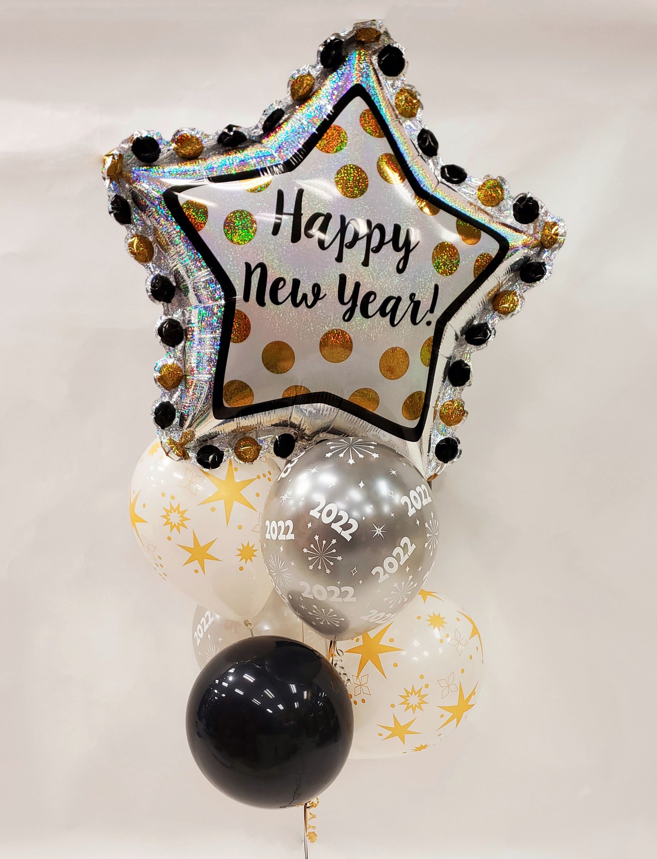 Happy New Year Confetti Foil Balloon Bouquet - Balloon Expert