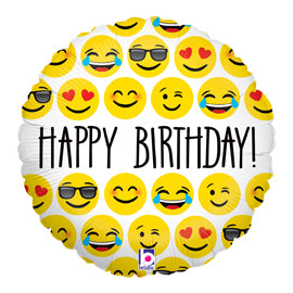 Mylar 18 in. Happy Birthday Emoji
