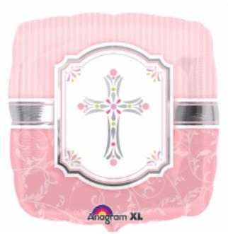 Mylar 18 in. Communion Blessings Pink