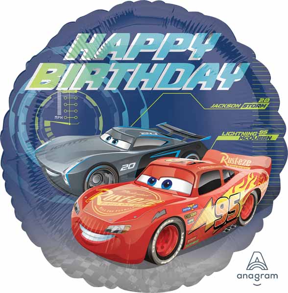 Mylar 18 in. Happy Birthday Cars 3