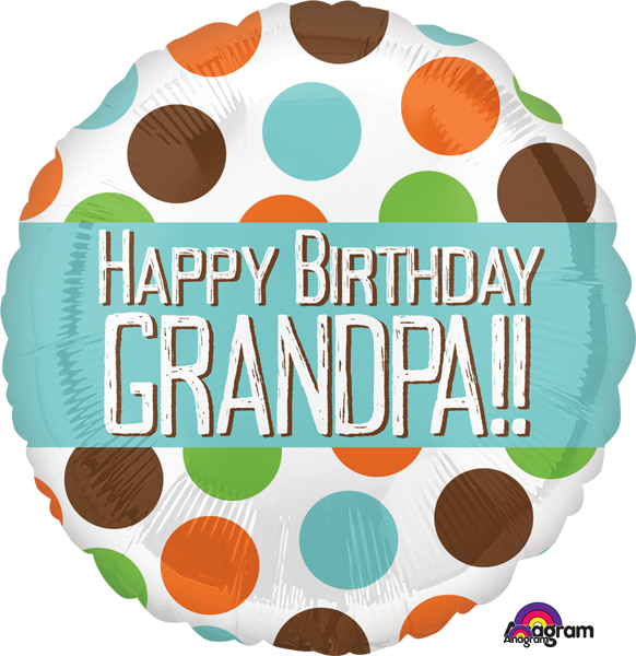 Mylar 18 in. Happy Birthday Grandpa Dots