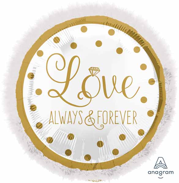 Mylar Jumbo Sparkling Gold Wedding Love Always & Forever