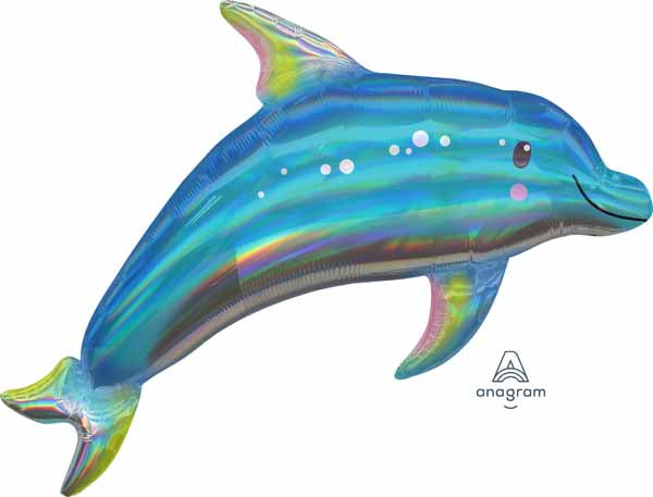 Mylar Jumbo Holo Blue Dolphin