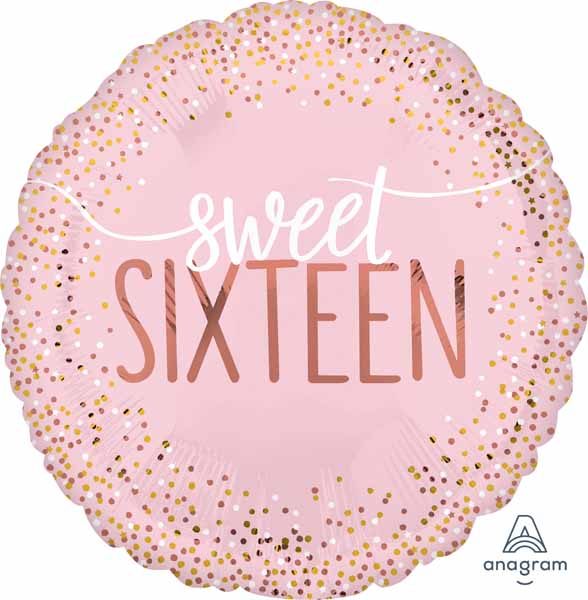 Mylar 18 in. Happy Birthday Sweet Sixteen Blush