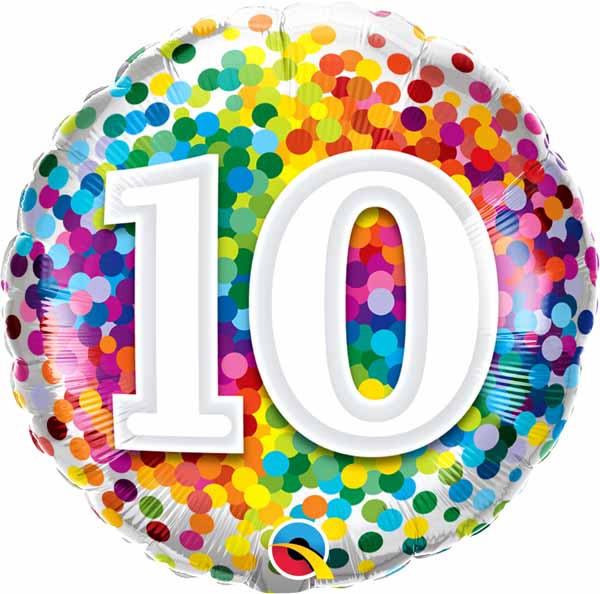Mylar 18 po. Confettis arc-en-ciel de joyeux anniversaire 10