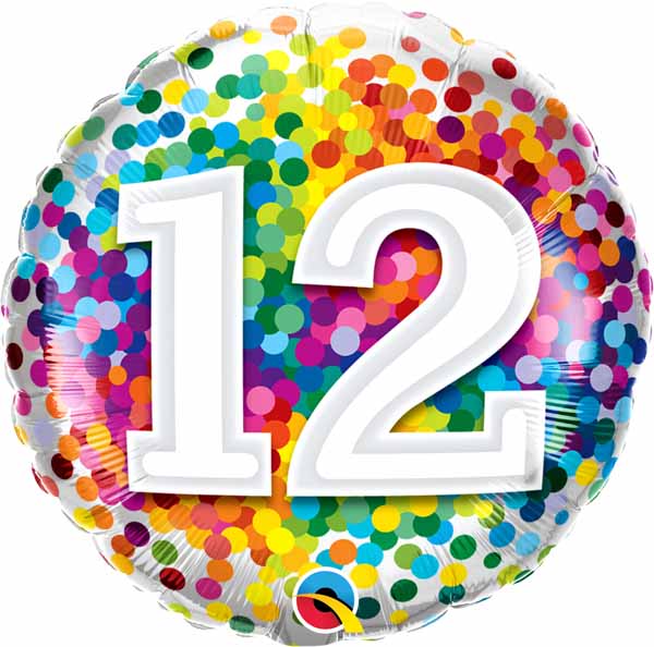 Mylar 18 in. Happy Birthday Rainbow Confetti 12