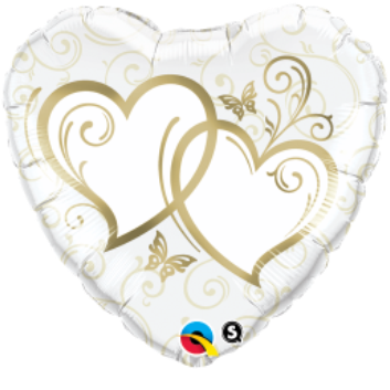 Mylar 18 in. Entwined Hearts Gold