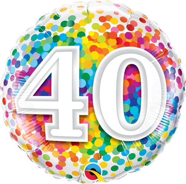 Mylar 18 in. Happy Birthday Rainbow Confetti 40
