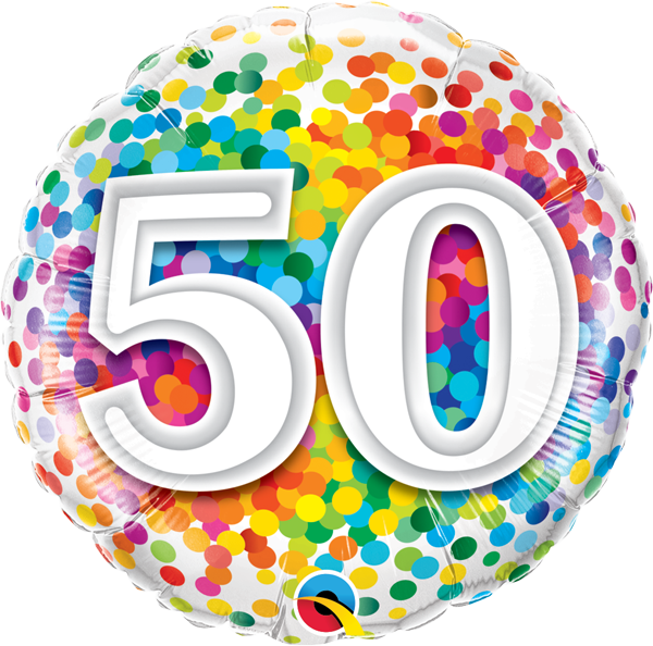 Mylar 18 in. Happy Birthday Rainbow Confetti 50