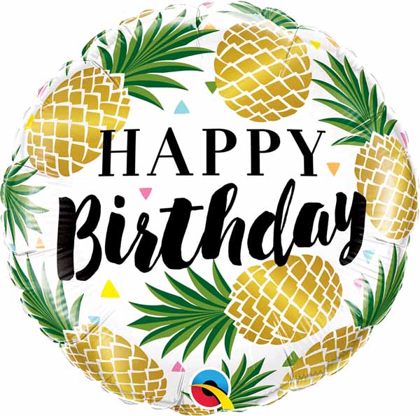 Mylar 18 in. Happy Birthday Golden Pineapples