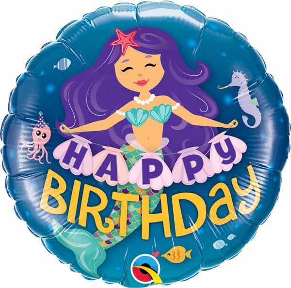 Mylar 18 in. Happy Birthday Mermaid